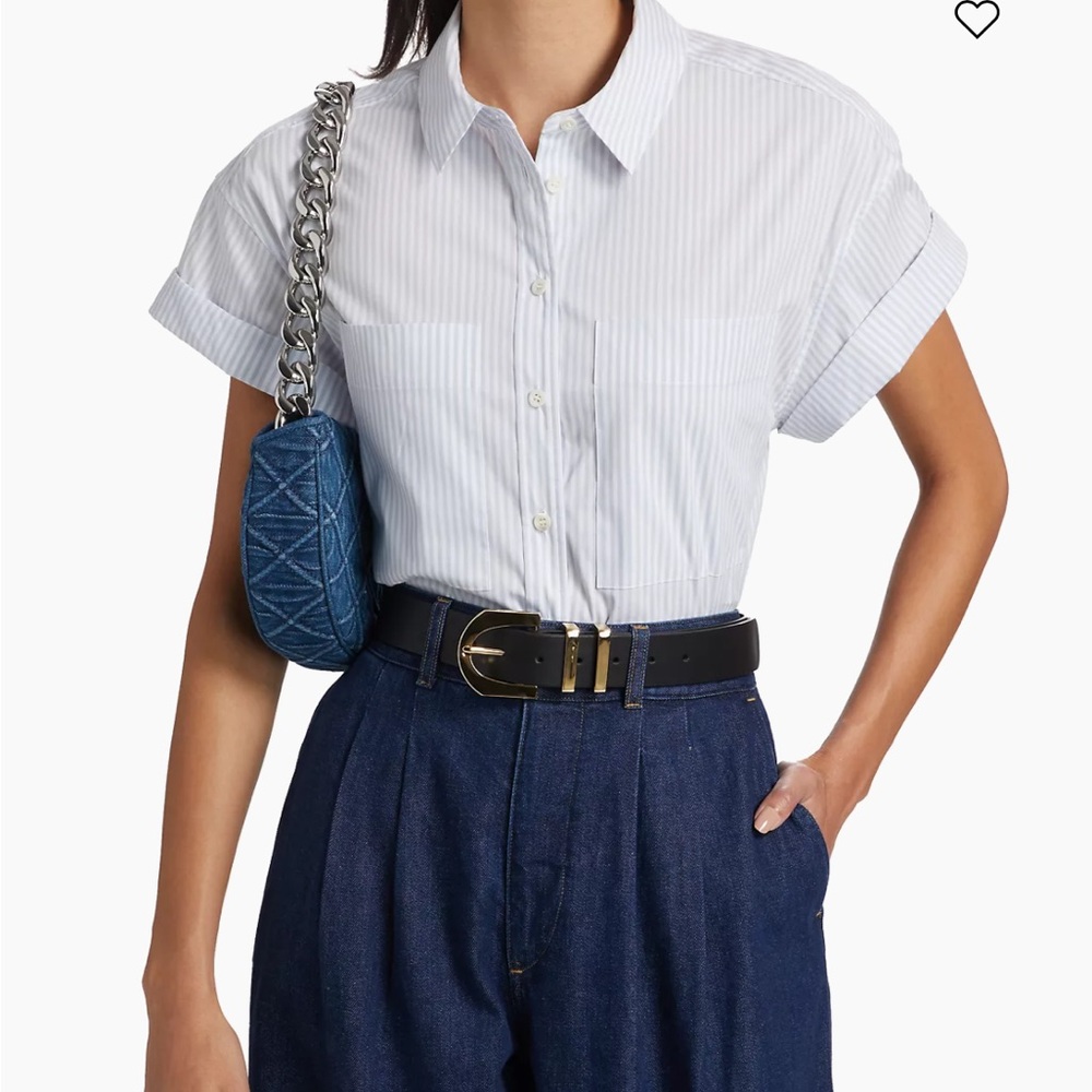 FRAME Stripe Cuffed Cotton-Blend Shirt